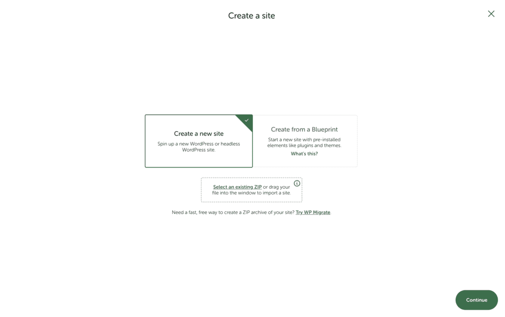 Create a new site
